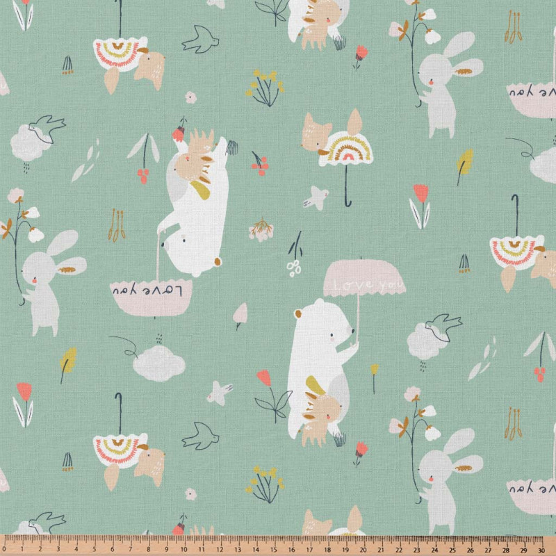 Printed Cotton GONTRAND Verdigris / Petal